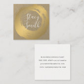 シックなフェイク金ゴールドブラシ付きグラマー スクエア名刺 (正面/裏面)