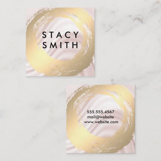 シックなフェイク金ゴールドブラシ付きシルクドレープ スクエア名刺 (正面/裏面)