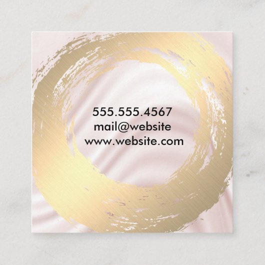 シックなフェイク金ゴールドブラシ付きシルクドレープ スクエア名刺 (裏面)