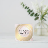 シックなフェイク金ゴールドブラシ付きシルクドレープ スクエア名刺 (スタンド正面)