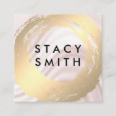 シックなフェイク金ゴールドブラシ付きシルクドレープ スクエア名刺 (正面)