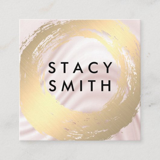 シックなフェイク金ゴールドブラシ付きシルクドレープ スクエア名刺 (正面)