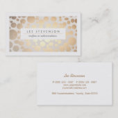 シックなフェイク金ゴールドリーフサークルパターンリネンルック 名刺 (正面/裏面)