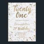 シックなフェイク金ゴールド紙吹雪ホワイトマーブル21st誕生日 招待状<br><div class="desc">金ゴールド紙吹雪（ばちゃばちゃ）跳ねる白大理石フェイク21stバースデーモダンタイポグラフィ白い大理石の色の背景にと手のブラシとモダン、オリジナルとシンプル箔の招待と21stバースデー。..何もしか文字を変えカスタマイズても私を躊躇連絡しない！</div>