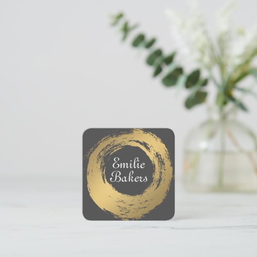 シックなフェイク金ゴールド |アーティスモダント スクエア名刺 (スタンド正面)