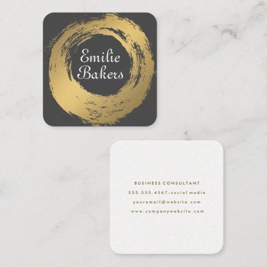 シックなフェイク金ゴールド |アーティスモダント スクエア名刺 (正面/裏面)