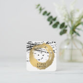 シックなフェイク金ゴールド |インク芸術的スパッタ スクエア名刺 (スタンド正面)