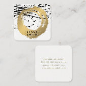 シックなフェイク金ゴールド |インク芸術的スパッタ スクエア名刺 (正面/裏面)