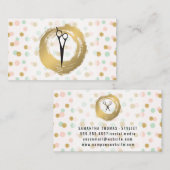 シックなフェイク金ゴールド |グリッター水玉模様 名刺 (正面/裏面)