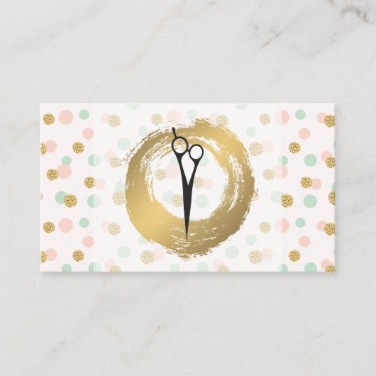 シックなフェイク金ゴールド |グリッター水玉模様 名刺 (正面)