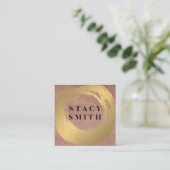 シックなフェイク金ゴールド |テクスチャの背景 スクエア名刺 (スタンド正面)