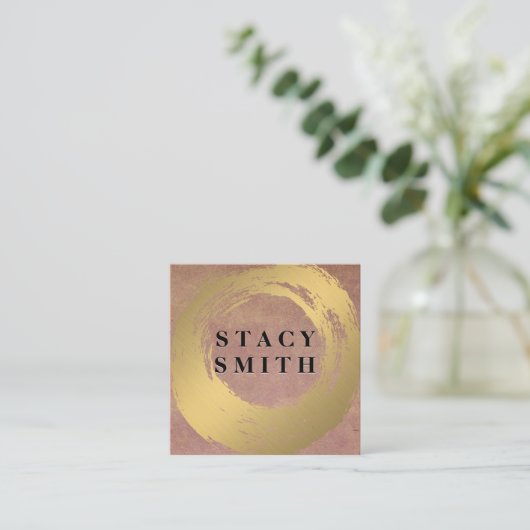 シックなフェイク金ゴールド |テクスチャの背景 スクエア名刺 (スタンド正面)