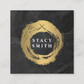 シックなフェイク金ゴールド | 大理石ルクス スクエア名刺 (正面)