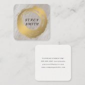 シックなフェイク金ゴールド |木目 スクエア名刺 (正面/裏面)