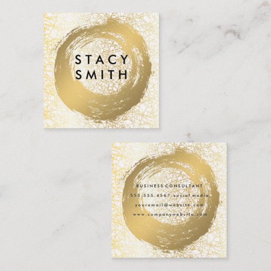 シックなフェイク金ゴールド |金ゴールドテクスチャ スクエア名刺 (正面/裏面)