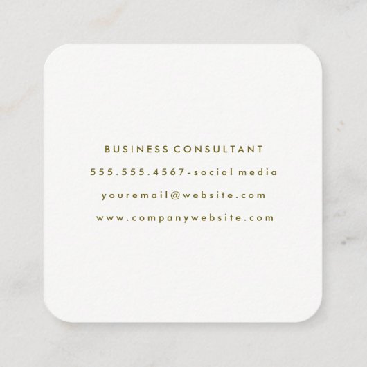 シックなフェイク金ゴールド |金ゴールド幾何学的パターン スクエア名刺 (裏面)