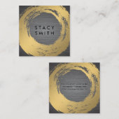 シックなフェイク金ゴールド |金属ブラシ スクエア名刺 (正面/裏面)