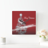 シックなフェスティバルクリスマスの常緑クリスマスツリー スクエア壁時計 (ホーム)