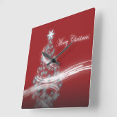 シックなフェスティバルクリスマスの常緑クリスマスツリー スクエア壁時計 (傾斜)