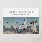 シックなフォイルメリークリスマス年レビュー4写真 箔シーズンカード (正面)