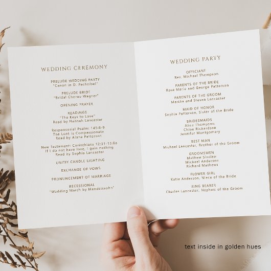 シックなフォイルモノグラム結婚の折り畳みプログラム 箔カード