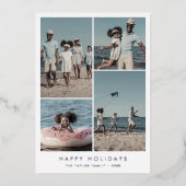 シックなフォイル幸せな休日の年レビュー5写真 箔シーズンカード (正面)