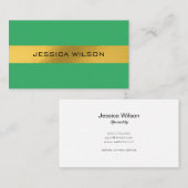 シックなフォイル金ゴールドフレームグリーン名刺 名刺 (正面/裏面)