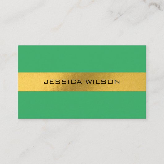 シックなフォイル金ゴールドフレームグリーン名刺 名刺 (正面)