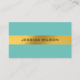 シックなフォイル金ゴールドフレームブルーターコイズ名刺 名刺