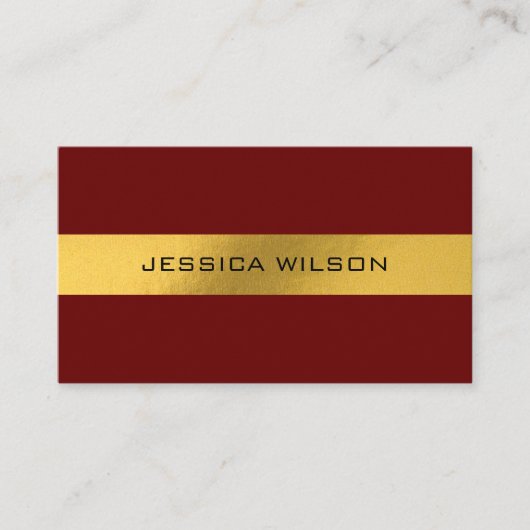 シックなフォイル金ゴールドフレームレッドビジネスカード 名刺 (正面)