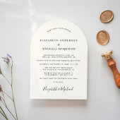 シックなフォトアーチクリームウェディングレセプション 招待状