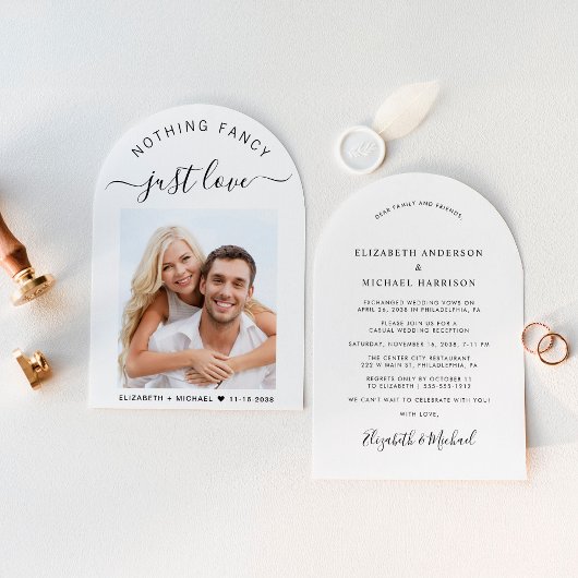 シックなフォトアーチ式レセプション 招待状