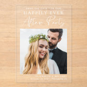 シックなフォトウェディングレセプション日付を保存 アクリル招待状 (正面)