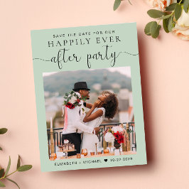 シックなフォトウェディングレセプション日付を保存 案内ポストカード