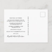 シックなフォトウェディングレセプション日付を保存 案内ポストカード (裏面)