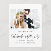 シックなフォトウェディングレセプション日付を保存 案内ポストカード (正面)