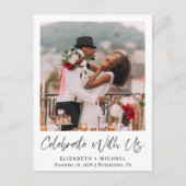 シックなフォトウェディングレセプション インビテーションポストカード (正面)