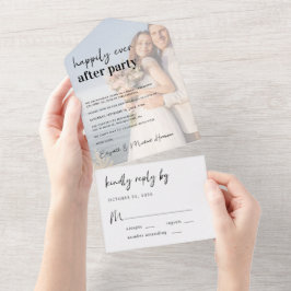 シックなフォトウェディングレセプション オールインワン招待状