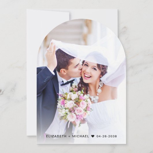 シックなフォトクリームアーチウェディングレセプション 招待状 (裏面)