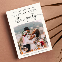 シックなフォトクリームウェディングレセプション日付を保存 案内状