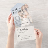 シックなフォトクリームウェディングレセプション オールインワン招待状 (貼ってはがせる)