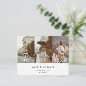 シックなフォトコラージュのミニマルな日付を保存 案内ポストカード (スタンド正面)