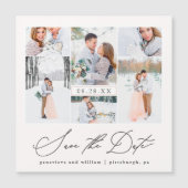 シックなフォトコラージュ磁気結婚式の日付を保存 (正面)