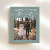 シックなフォトセージ緑のウェディングレセプション招待状