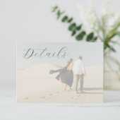 シックなフォトセージ緑の書道RSVP エンクロージャーカード (スタンド正面)