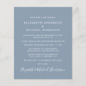 シックなフォトダスティブルーウェディングレセプション招待状 (裏面)