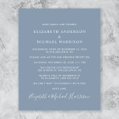 シックなフォトダスティブルーウェディングレセプション招待状