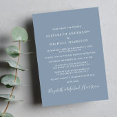シックなフォトダスティブルーウェディングレセプション招待状 案内状