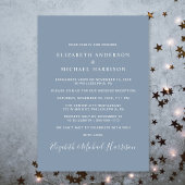 シックなフォトダスティブルーウェディングレセプション 招待状