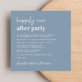 シックなフォトダスティブルーウェディングレセプション 招待状